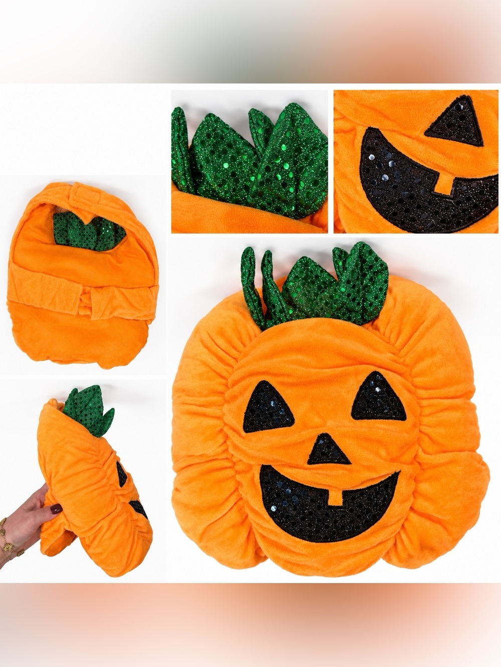 Dog Halloween Costume - Pumpkin Jack-O'-Lantern Dog Costume - Orange & Green